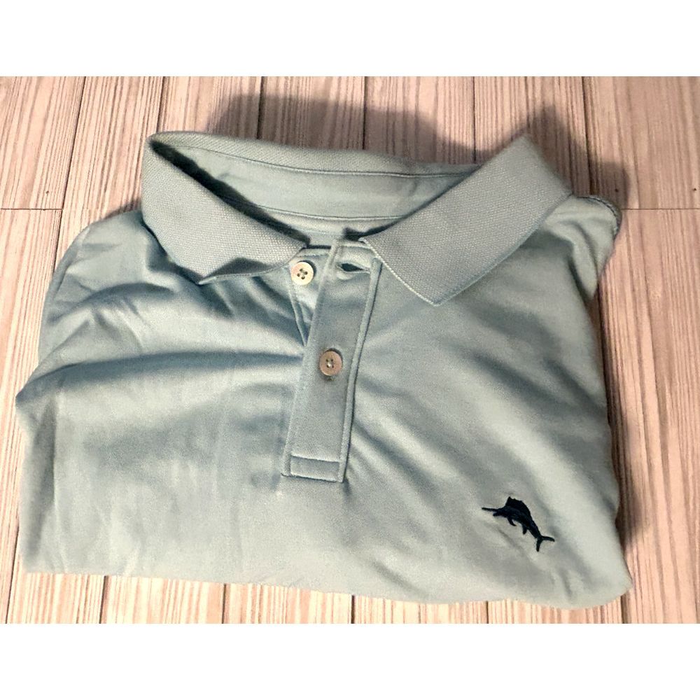 Tommy Bahama Mens Polo Shirt - Short Sleeve - Light Blue ‎ Cotton/Poly XL